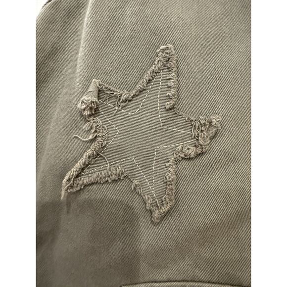 Newbury Kustom Women's Army Olive Green Short Utility Jacket M Button Up Stars - Picture 5 of 8